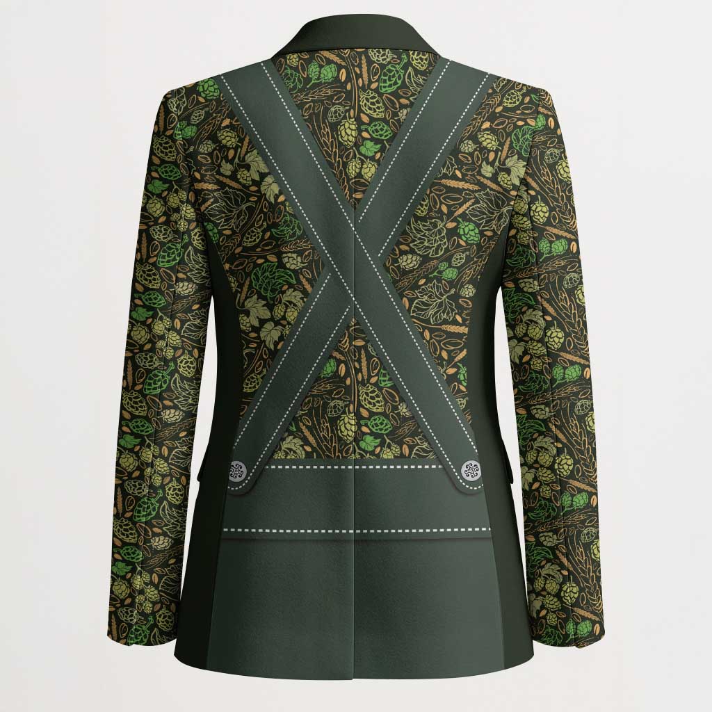 Lederhosen Oktoberfest Blazer Hops And Malt Pattern - Wonder Print Shop