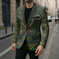 Lederhosen Oktoberfest Blazer Hops And Malt Pattern - Wonder Print Shop