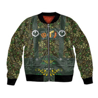 Lederhosen Oktoberfest Bomber Jacket Hops And Malt Pattern - Wonder Print Shop