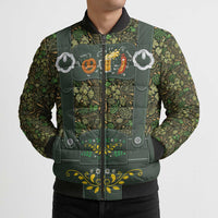 Lederhosen Oktoberfest Bomber Puffer Jacket Hops And Malt Pattern - Wonder Print Shop