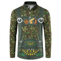 Lederhosen Oktoberfest Button Sweatshirt Hops And Malt Pattern - Wonder Print Shop