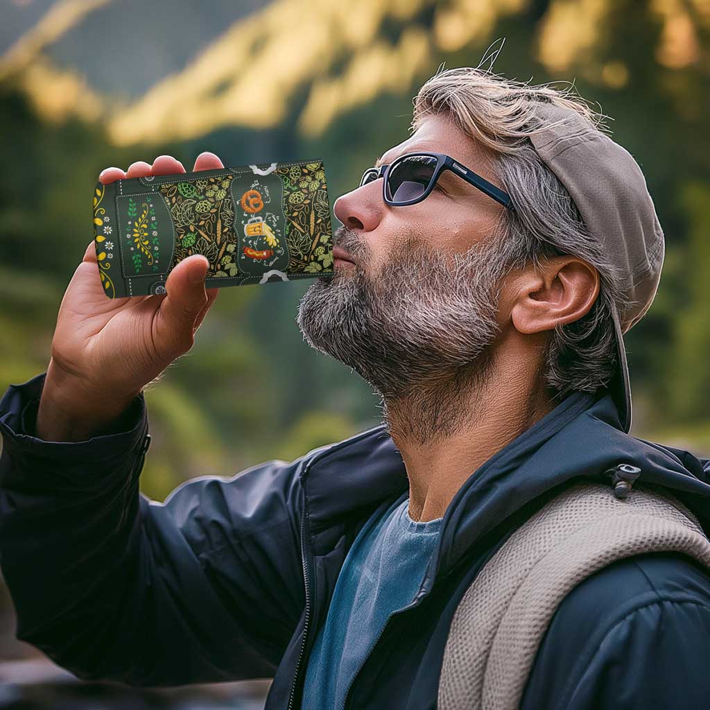 Lederhosen Oktoberfest 4 in 1 Can Cooler Tumbler Hops And Malt Pattern - Wonder Print Shop