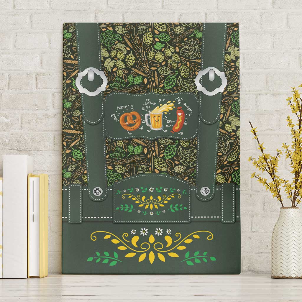 Lederhosen Oktoberfest Canvas Wall Art Hops And Malt Pattern - Wonder Print Shop