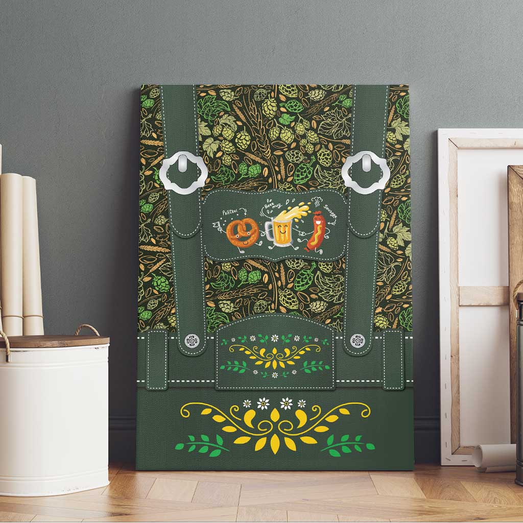 Lederhosen Oktoberfest Canvas Wall Art Hops And Malt Pattern - Wonder Print Shop