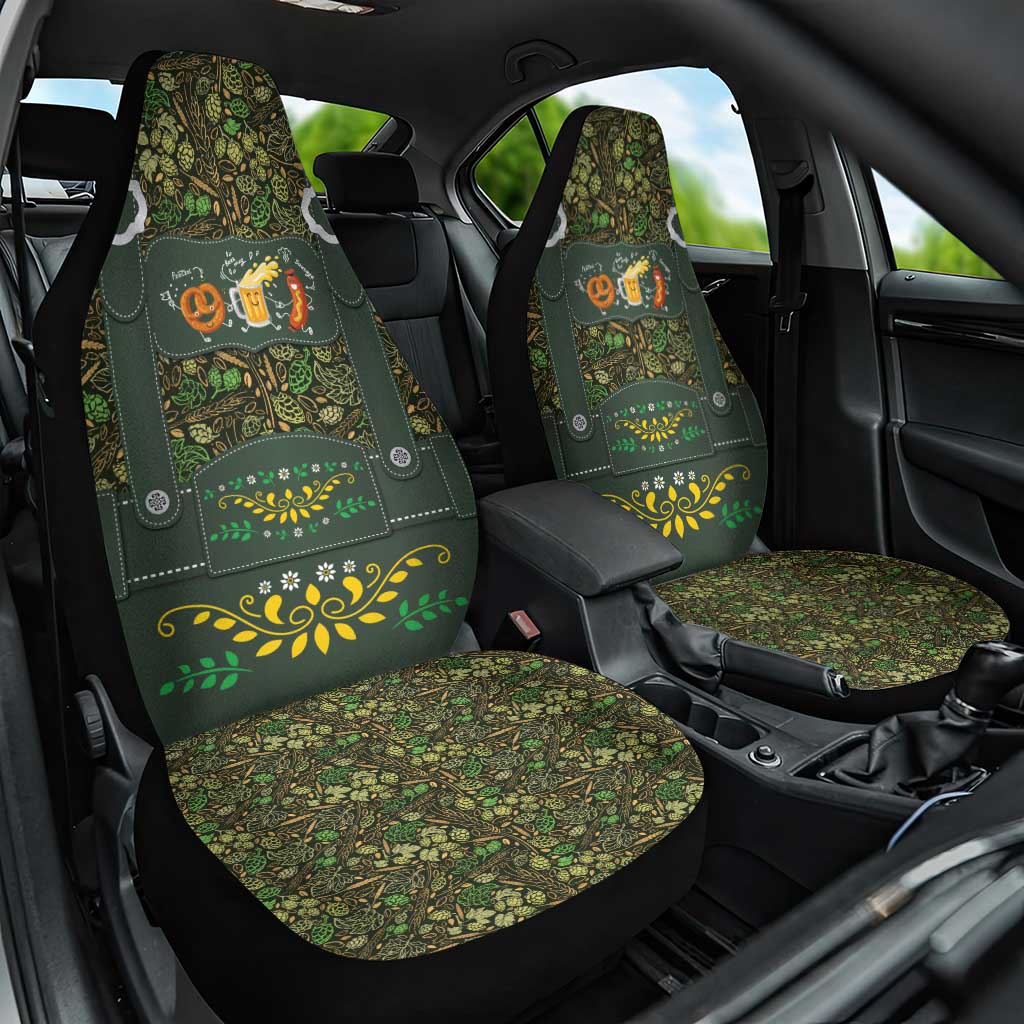 Lederhosen Oktoberfest Car Seat Cover Hops And Malt Pattern - Wonder Print Shop