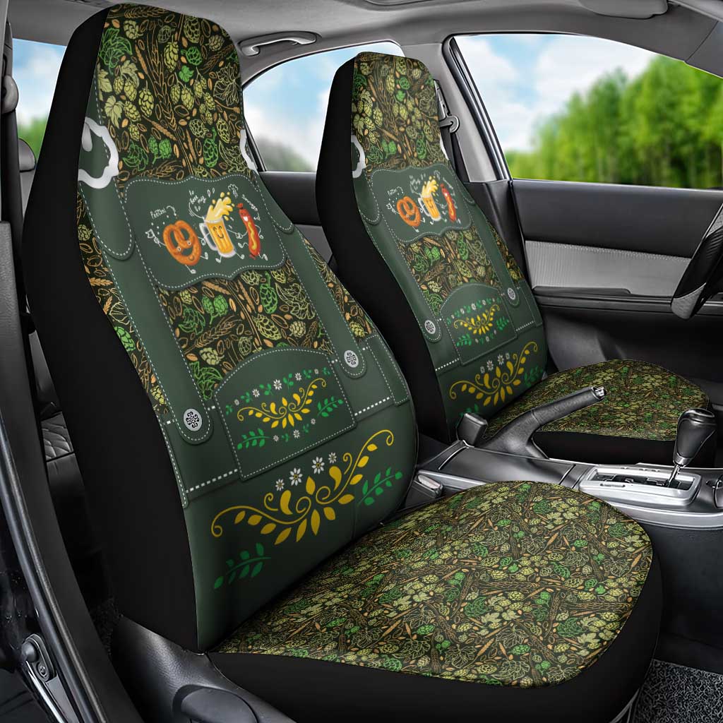 Lederhosen Oktoberfest Car Seat Cover Hops And Malt Pattern - Wonder Print Shop