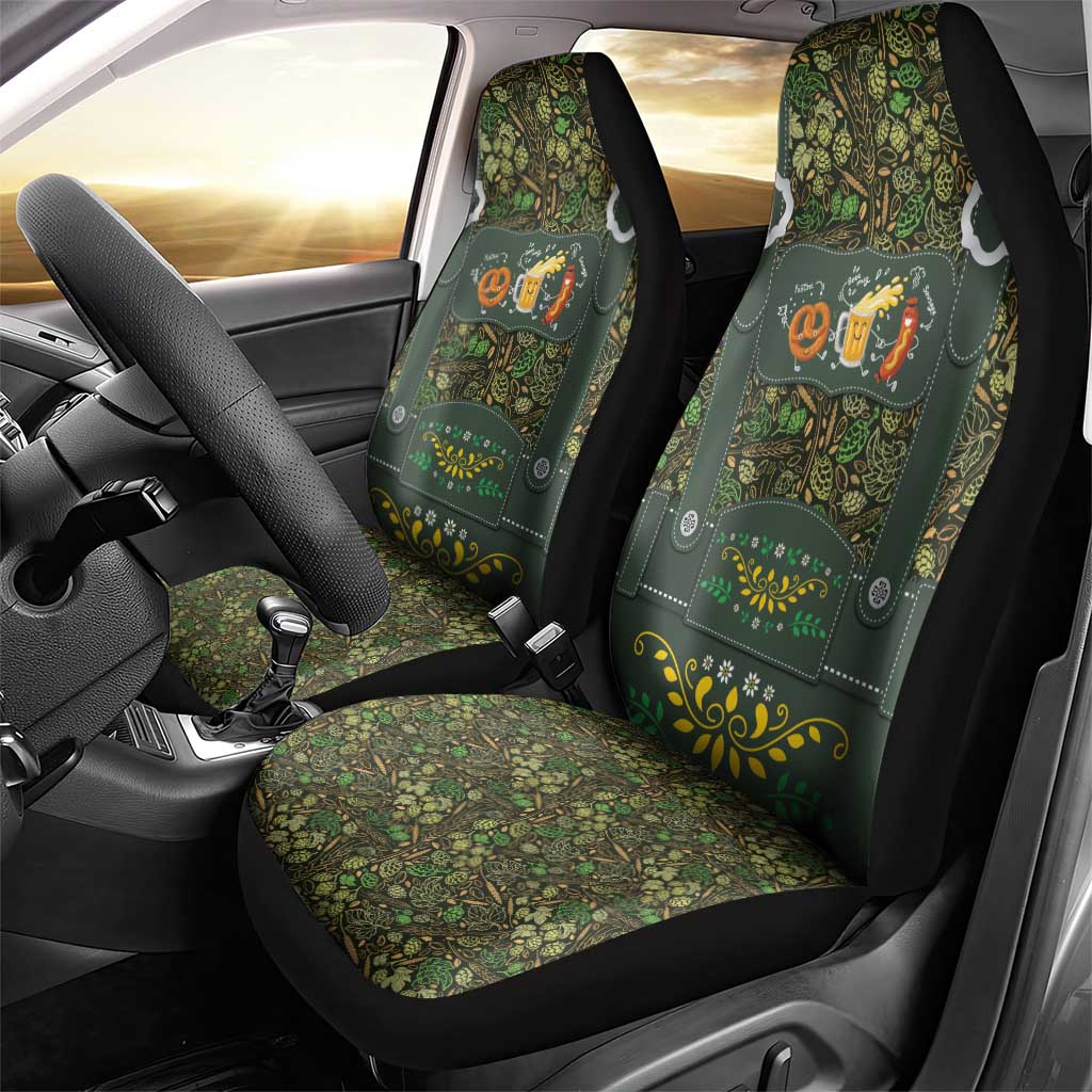 Lederhosen Oktoberfest Car Seat Cover Hops And Malt Pattern - Wonder Print Shop