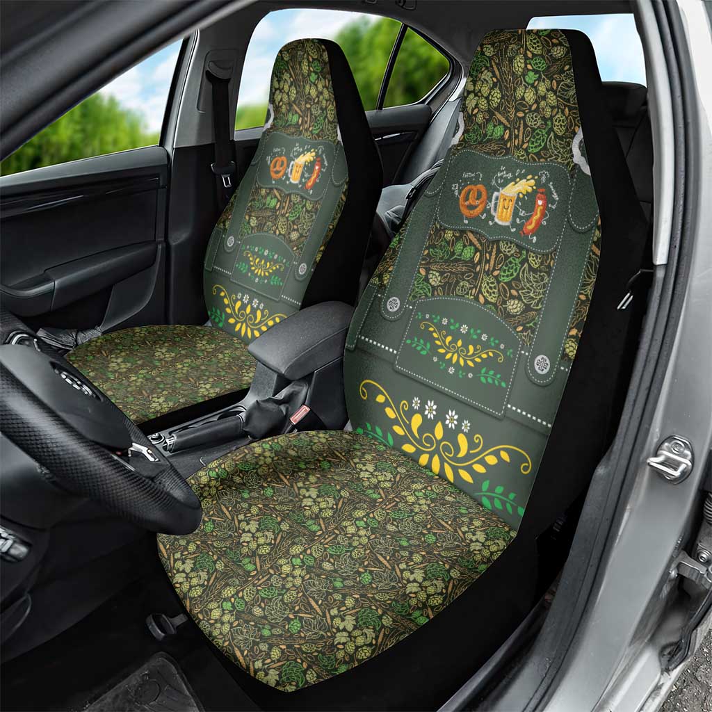 Lederhosen Oktoberfest Car Seat Cover Hops And Malt Pattern - Wonder Print Shop