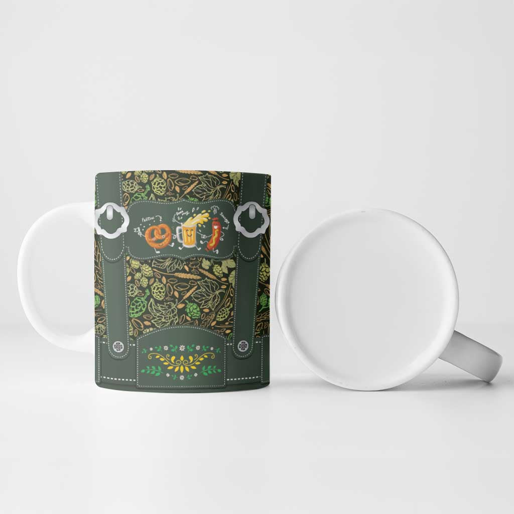 Lederhosen Oktoberfest Ceramic Mug Hops And Malt Pattern - Wonder Print Shop