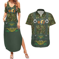 Lederhosen Oktoberfest Couples Matching Summer Maxi Dress and Hawaiian Shirt Hops And Malt Pattern - Wonder Print Shop