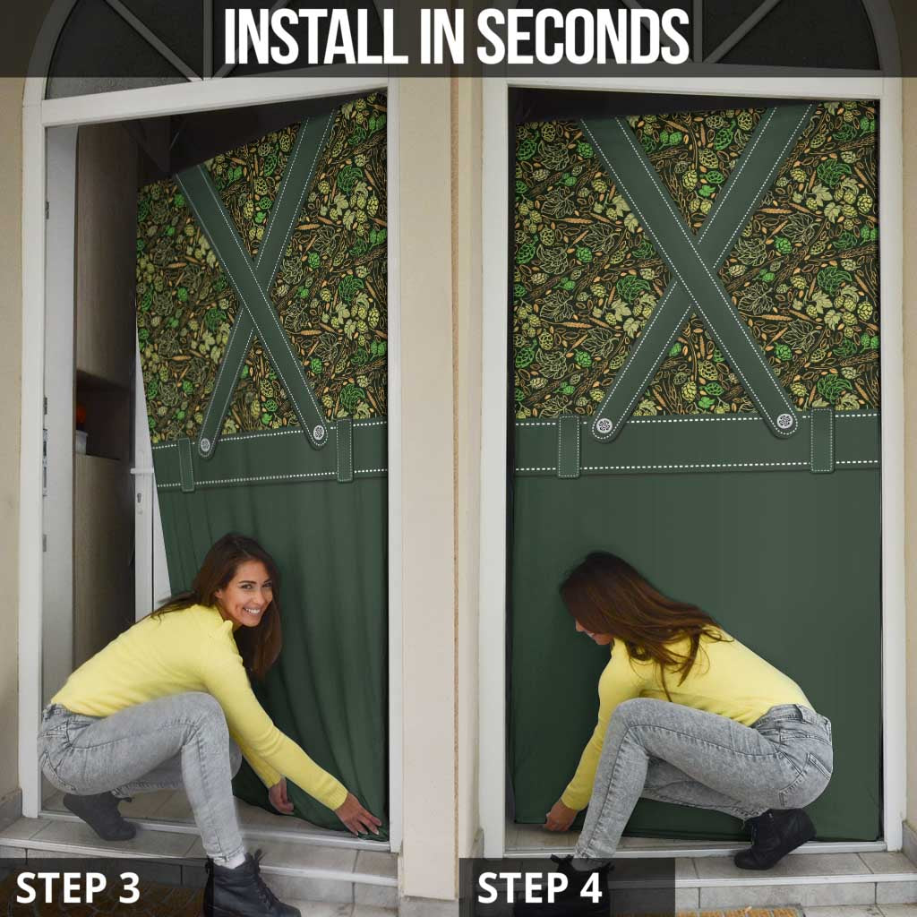 Lederhosen Oktoberfest Door Cover Hops And Malt Pattern - Wonder Print Shop