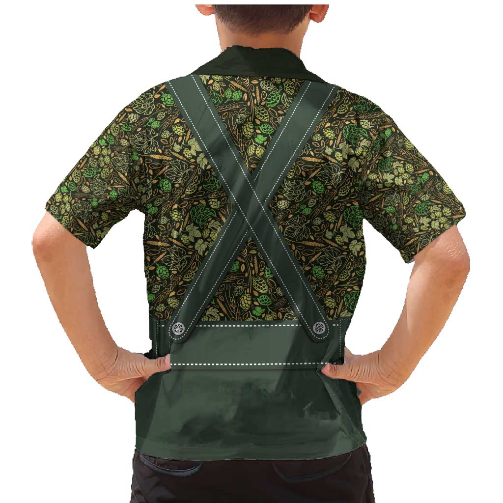 Lederhosen Oktoberfest Family Matching Mermaid Dress and Hawaiian Shirt Hops And Malt Pattern - Wonder Print Shop