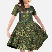 Lederhosen Oktoberfest Family Matching Mermaid Dress and Hawaiian Shirt Hops And Malt Pattern - Wonder Print Shop