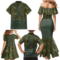 Lederhosen Oktoberfest Family Matching Mermaid Dress and Hawaiian Shirt Hops And Malt Pattern - Wonder Print Shop