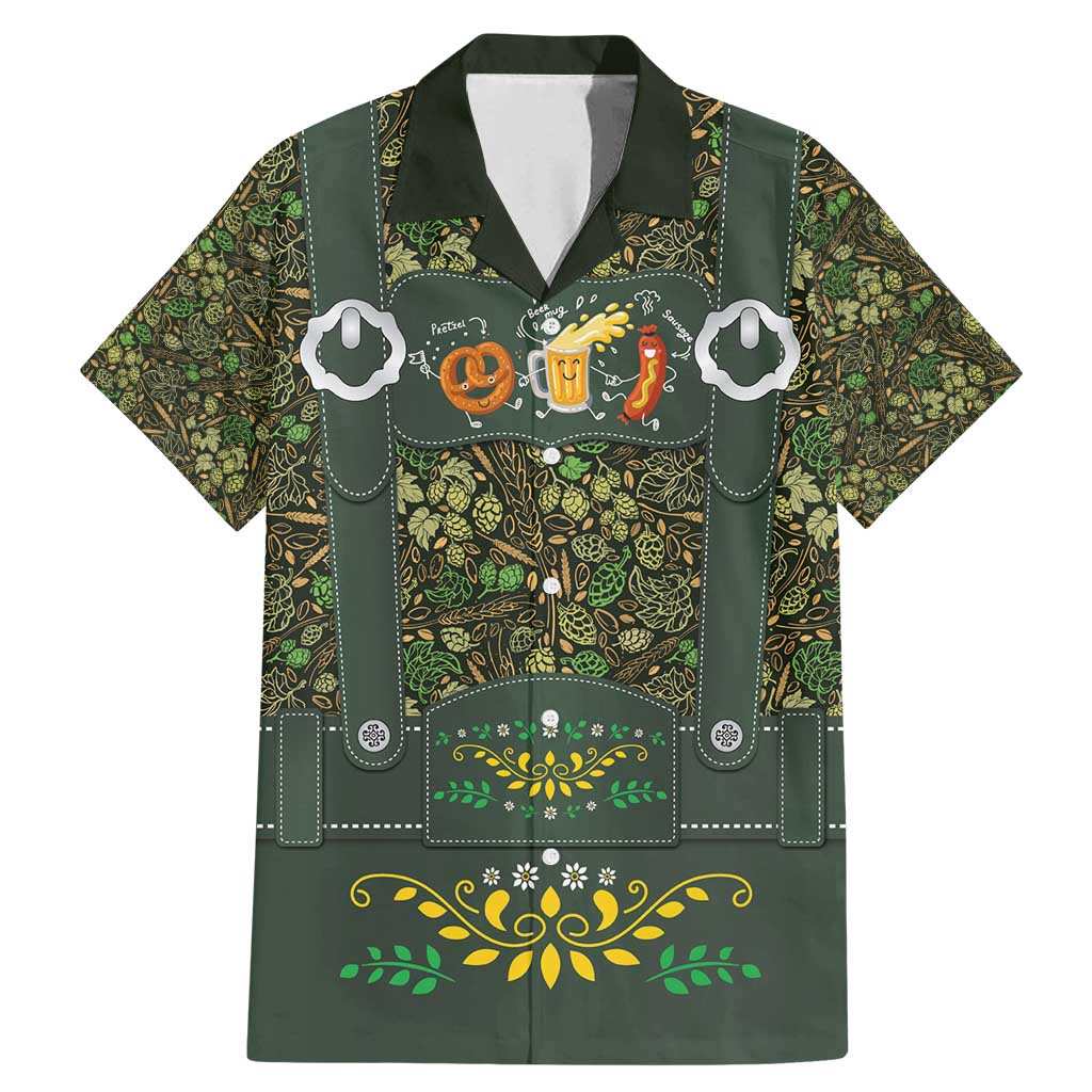 Lederhosen Oktoberfest Family Matching Mermaid Dress and Hawaiian Shirt Hops And Malt Pattern - Wonder Print Shop