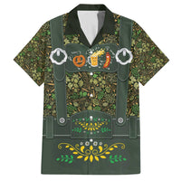 Lederhosen Oktoberfest Family Matching Off The Shoulder Long Sleeve Dress and Hawaiian Shirt Hops And Malt Pattern - Wonder Print Shop