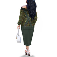 Lederhosen Oktoberfest Family Matching Off The Shoulder Long Sleeve Dress and Hawaiian Shirt Hops And Malt Pattern - Wonder Print Shop