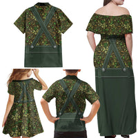 Lederhosen Oktoberfest Family Matching Off Shoulder Maxi Dress and Hawaiian Shirt Hops And Malt Pattern - Wonder Print Shop