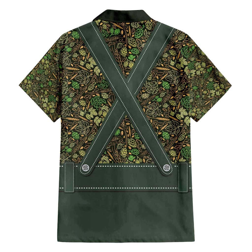Lederhosen Oktoberfest Family Matching Off Shoulder Maxi Dress and Hawaiian Shirt Hops And Malt Pattern - Wonder Print Shop