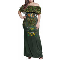 Lederhosen Oktoberfest Family Matching Off Shoulder Maxi Dress and Hawaiian Shirt Hops And Malt Pattern - Wonder Print Shop