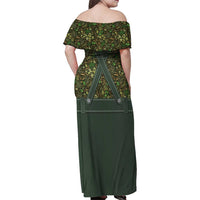 Lederhosen Oktoberfest Family Matching Off Shoulder Maxi Dress and Hawaiian Shirt Hops And Malt Pattern - Wonder Print Shop