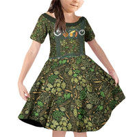 Lederhosen Oktoberfest Family Matching Off Shoulder Short Dress and Hawaiian Shirt Hops And Malt Pattern - Wonder Print Shop