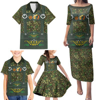 Lederhosen Oktoberfest Family Matching Puletasi and Hawaiian Shirt Hops And Malt Pattern - Wonder Print Shop
