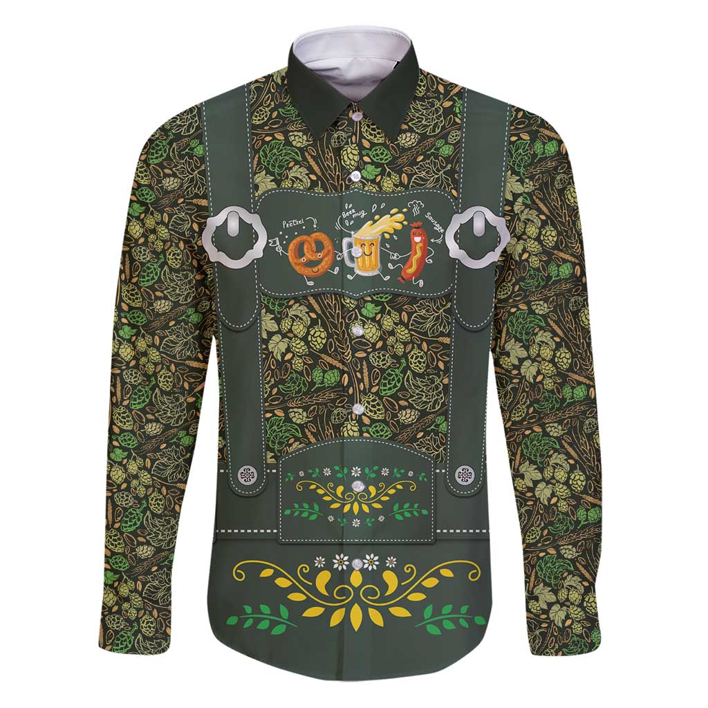 Lederhosen Oktoberfest Family Matching Puletasi and Hawaiian Shirt Hops And Malt Pattern - Wonder Print Shop