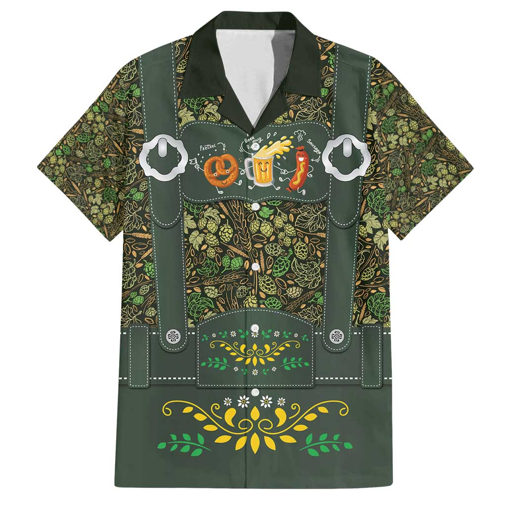 Lederhosen Oktoberfest Family Matching Summer Maxi Dress and Hawaiian Shirt Hops And Malt Pattern - Wonder Print Shop