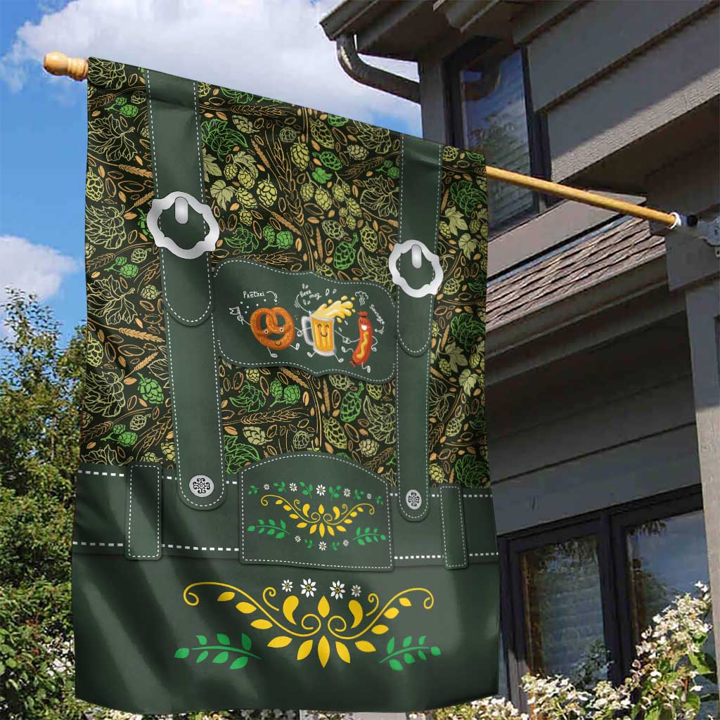 Lederhosen Oktoberfest Garden Flag Hops And Malt Pattern - Wonder Print Shop