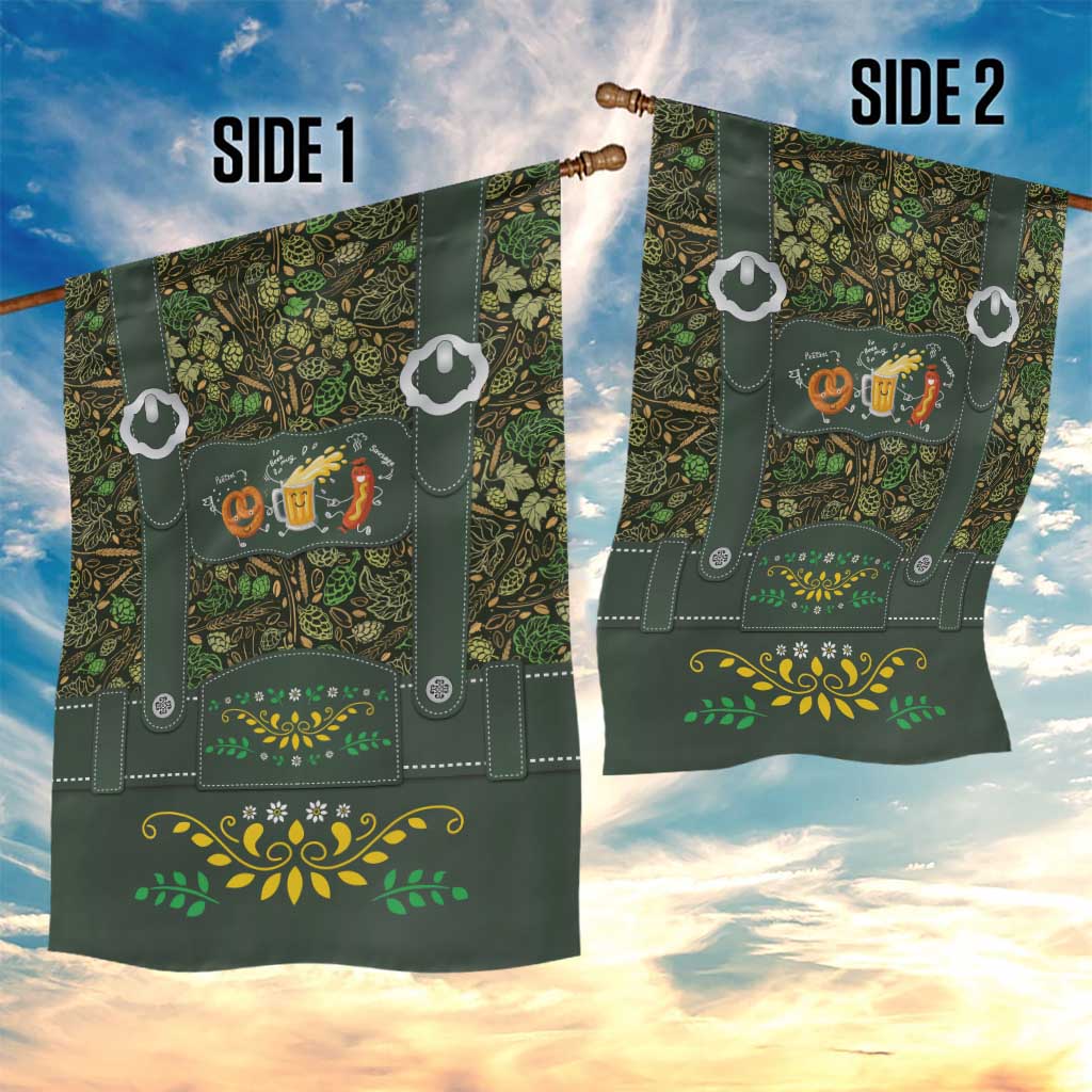 Lederhosen Oktoberfest Garden Flag Hops And Malt Pattern - Wonder Print Shop