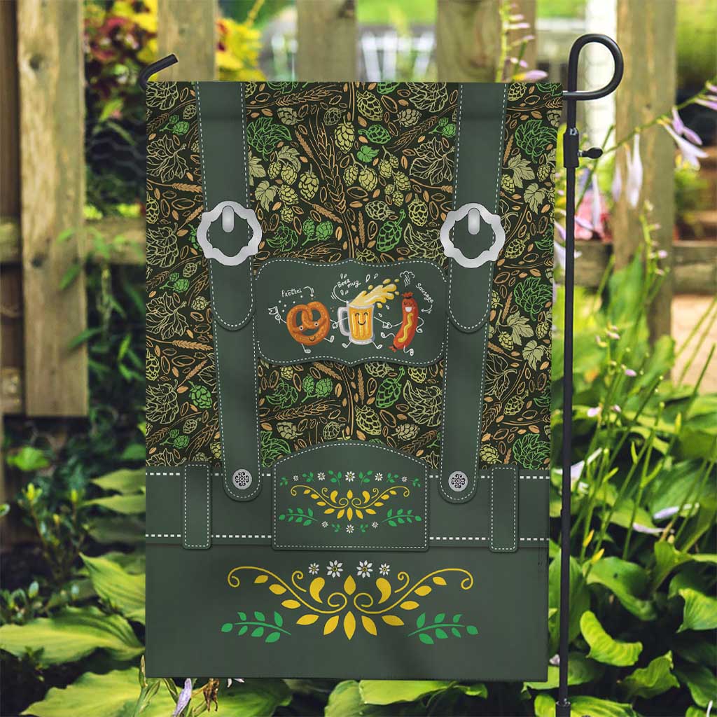 Lederhosen Oktoberfest Garden Flag Hops And Malt Pattern - Wonder Print Shop