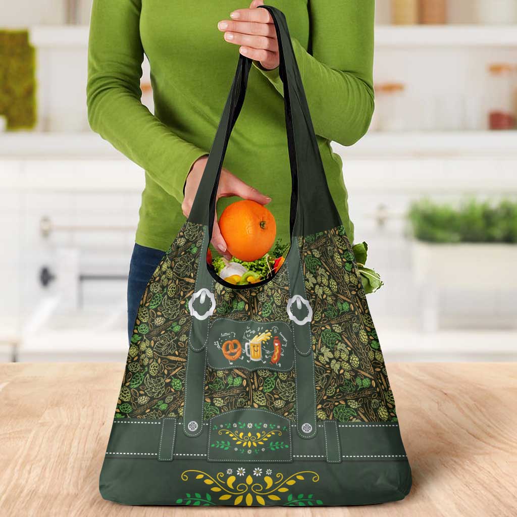 Lederhosen Oktoberfest Grocery Bag Hops And Malt Pattern - Wonder Print Shop