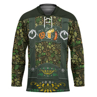 Lederhosen Oktoberfest Hockey Jersey Hops And Malt Pattern - Wonder Print Shop