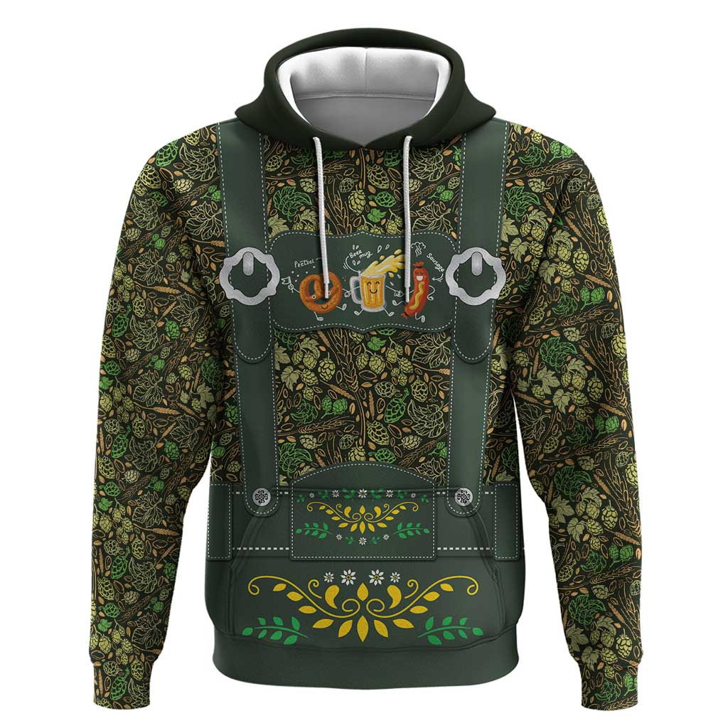 Lederhosen Oktoberfest Hoodie Hops And Malt Pattern - Wonder Print Shop