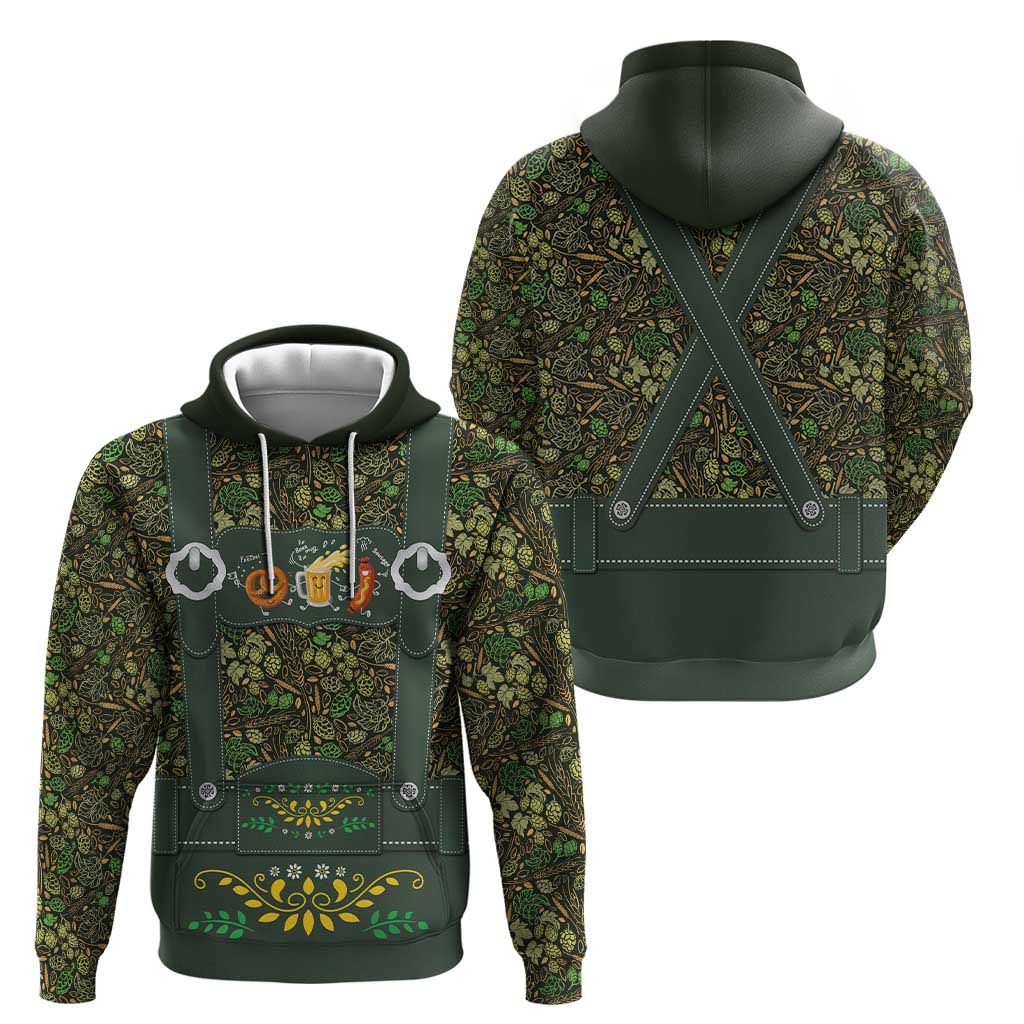 Lederhosen Oktoberfest Hoodie Hops And Malt Pattern - Wonder Print Shop