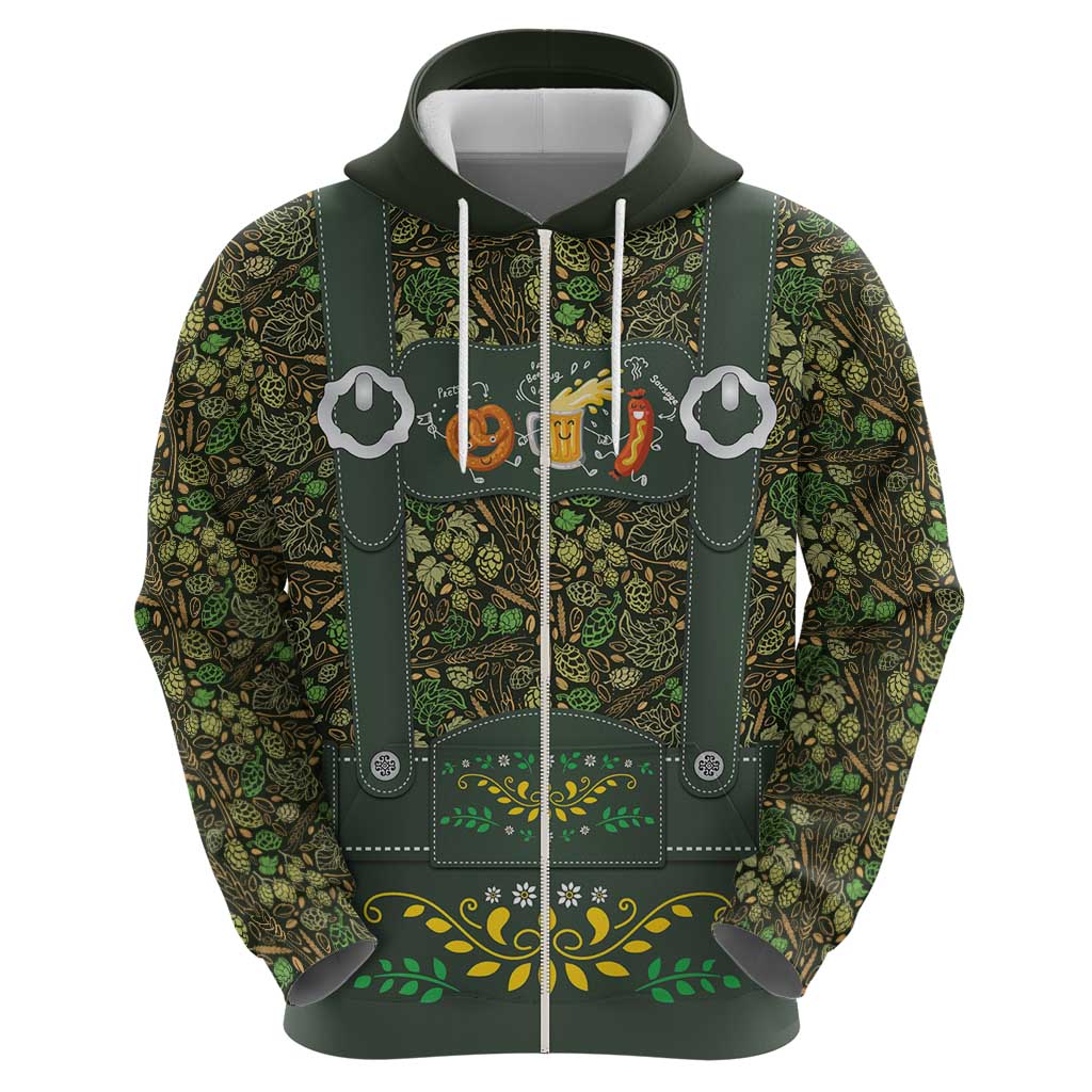 Lederhosen Oktoberfest Hoodie Hops And Malt Pattern - Wonder Print Shop