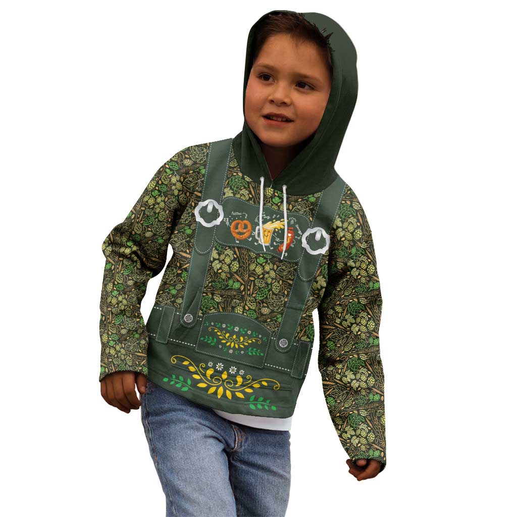 Lederhosen Oktoberfest Kid Hoodie Hops And Malt Pattern - Wonder Print Shop
