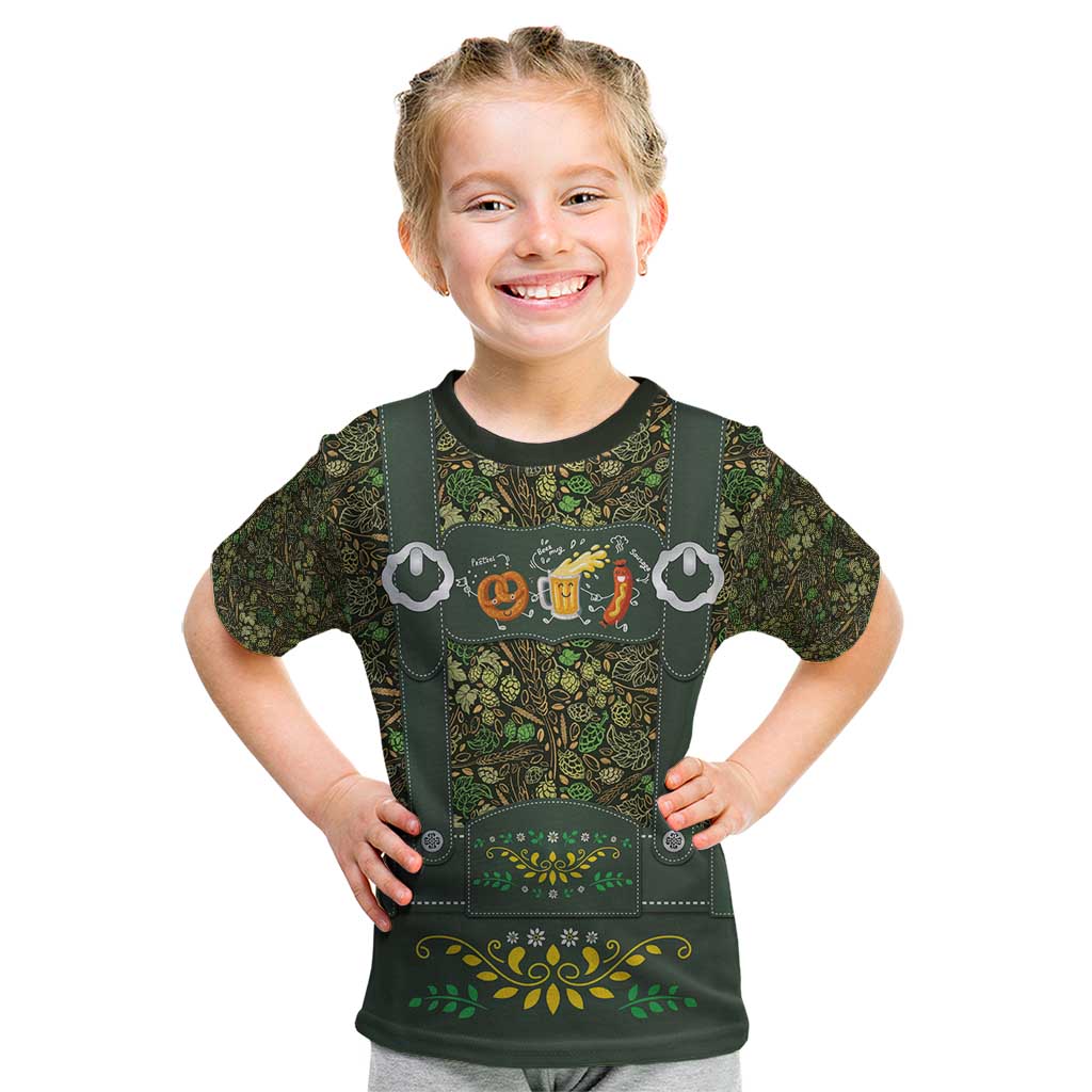 Lederhosen Oktoberfest Kid T Shirt Hops And Malt Pattern - Wonder Print Shop