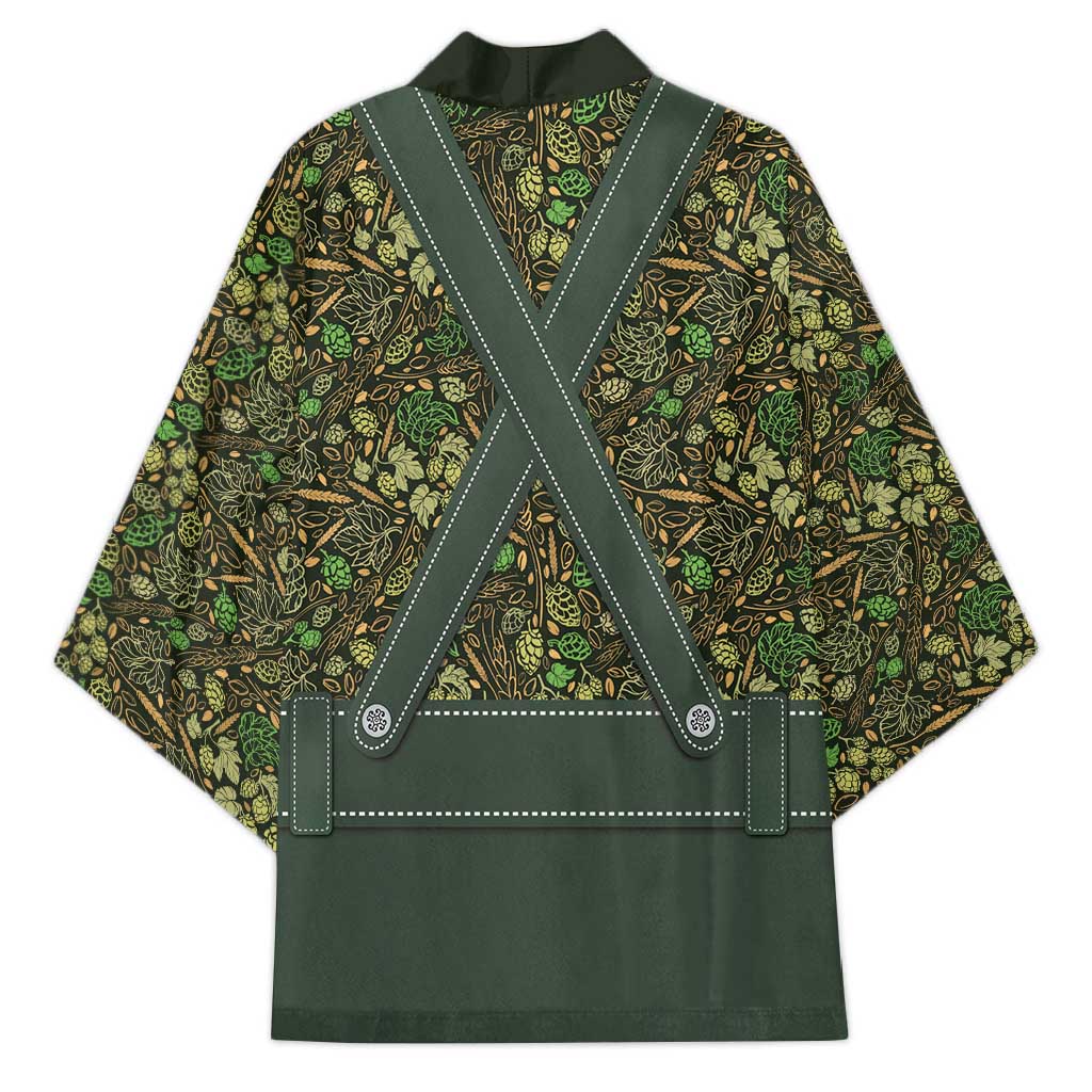 Lederhosen Oktoberfest Kimono Hops And Malt Pattern - Wonder Print Shop