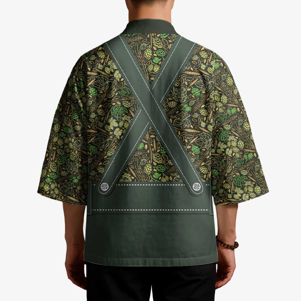 Lederhosen Oktoberfest Kimono Hops And Malt Pattern - Wonder Print Shop