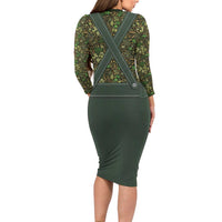 Lederhosen Oktoberfest Long Sleeve Bodycon Dress Hops And Malt Pattern - Wonder Print Shop