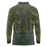 Lederhosen Oktoberfest Long Sleeve Polo Shirt Hops And Malt Pattern - Wonder Print Shop