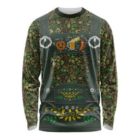Lederhosen Oktoberfest Long Sleeve Shirt Hops And Malt Pattern - Wonder Print Shop