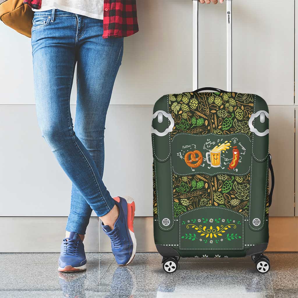 Lederhosen Oktoberfest Luggage Cover Hops And Malt Pattern - Wonder Print Shop