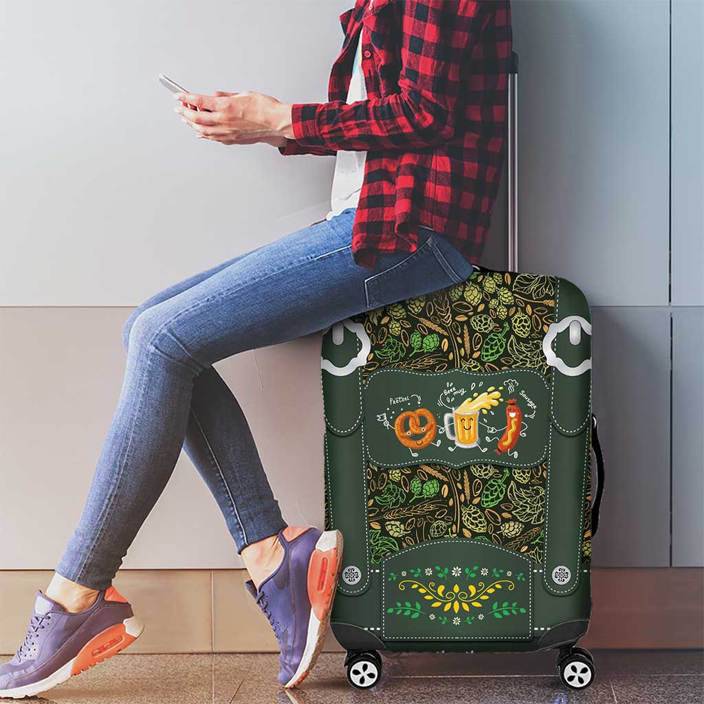 Lederhosen Oktoberfest Luggage Cover Hops And Malt Pattern - Wonder Print Shop