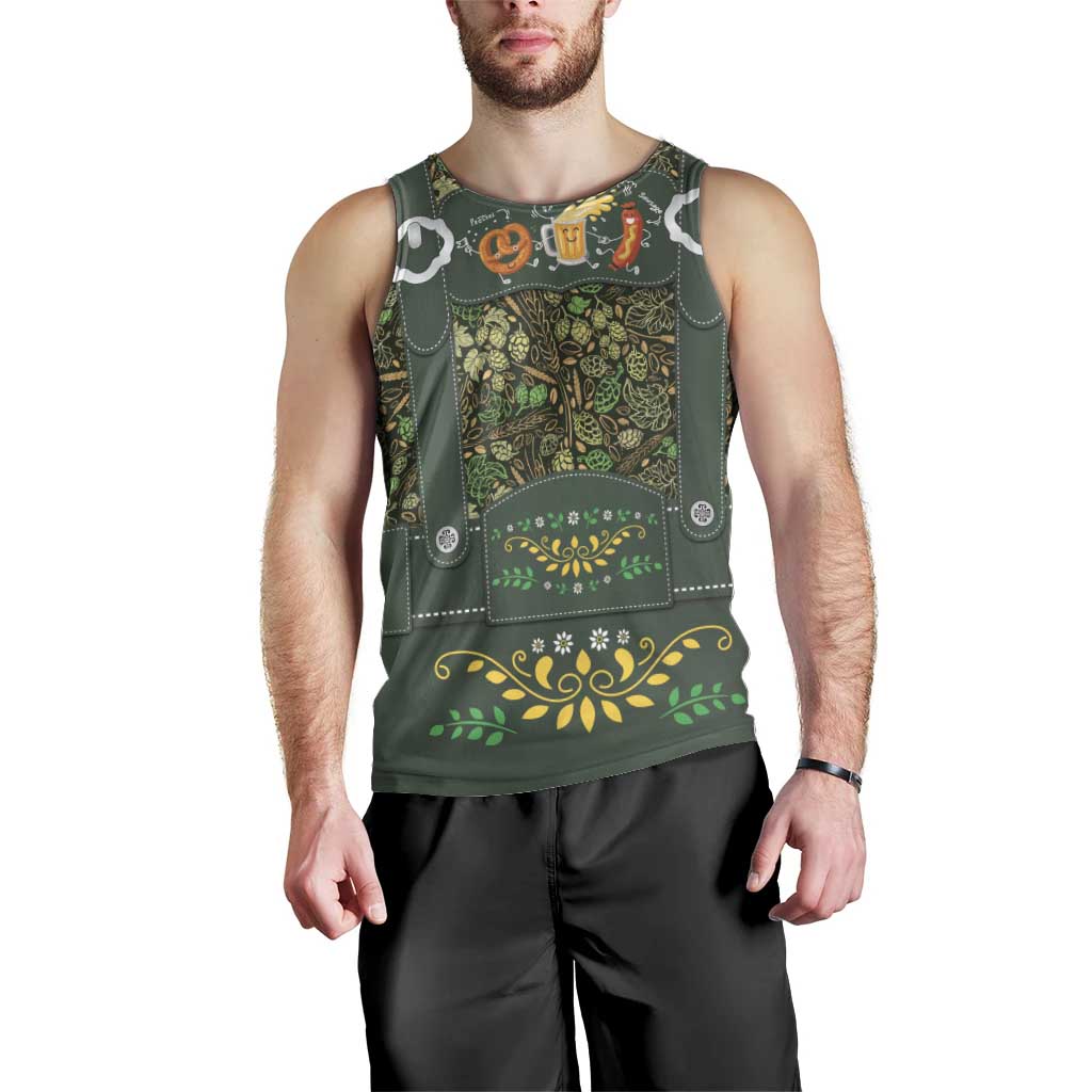 Lederhosen Oktoberfest Men Tank Top Hops And Malt Pattern - Wonder Print Shop