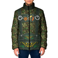 Lederhosen Oktoberfest Padded Jacket Hops And Malt Pattern - Wonder Print Shop