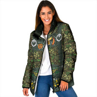 Lederhosen Oktoberfest Padded Jacket Hops And Malt Pattern - Wonder Print Shop