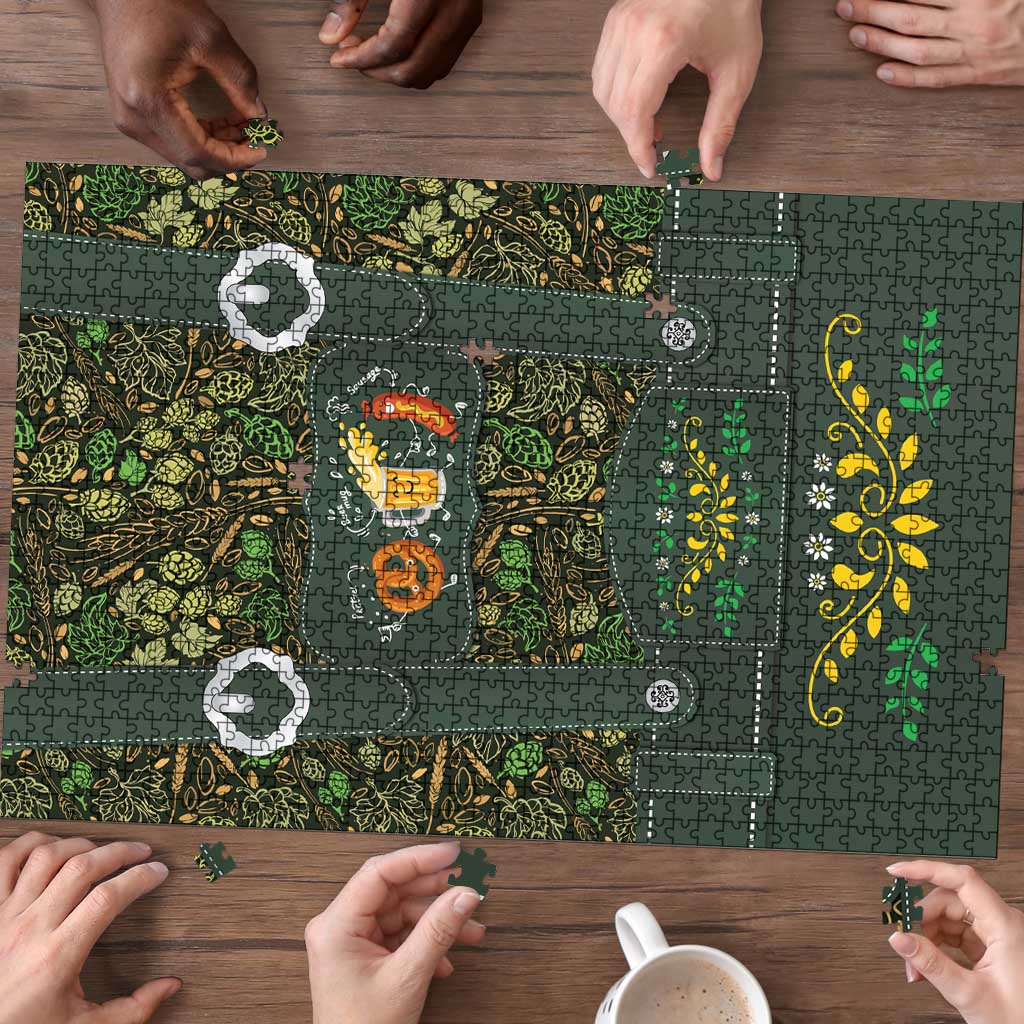 Lederhosen Oktoberfest Puzzle Hops And Malt Pattern - Wonder Print Shop